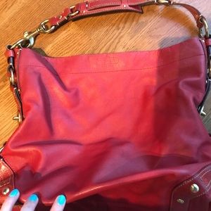 Coach Red Leather Hobo Bucket Purse